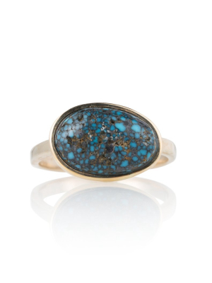 Rare Blue Turquoise Cabochon Ring