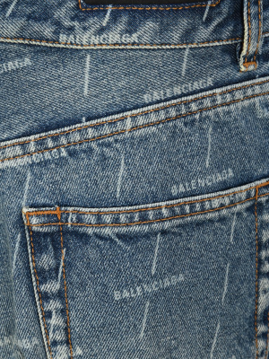 Balenciaga Allover Logo Cropped Jeans