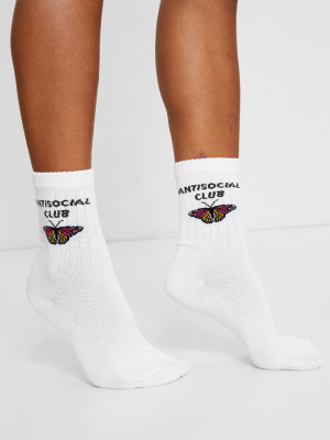 White Anti Social Butterfly Socks