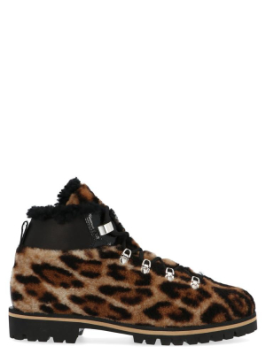 Yves Salomon X Moon Boot Leopard Print Ankle Boots