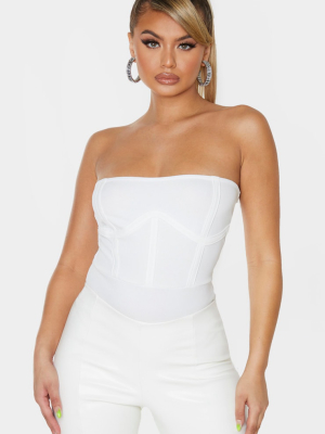 White Crepe Structured Underbust Bandeau Bodysuit