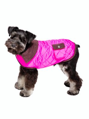 Hot Pink Barn Coat With Brown Corduroy Collar