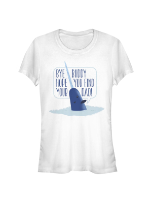 Junior's Elf Mr. Narwhal Bye Buddy T-shirt