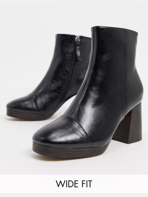 Asos Design Wide Fit Rhona Platform Boots In Black