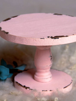 Rustic Cake Stand - 7in Tall - Pink