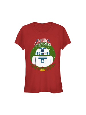 Junior's Star Wars Merry Christmas R2-d2 T-shirt