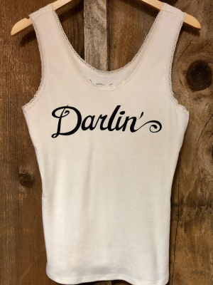 Darlin' Vintage Lace Tank White/black