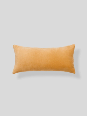 Organic Cotton Velvet Cushion In Turmeric - Rectangle
