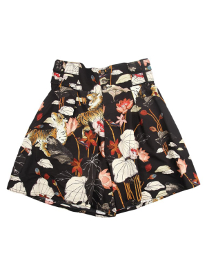 Etro Floral Tiger Print High-rise Shorts