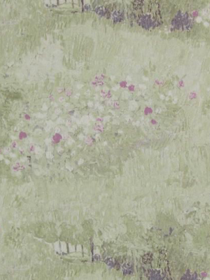 Daubigny's Garden Wallpaper In Light Green And Pink From The Van Gogh Collection By Burke Decor