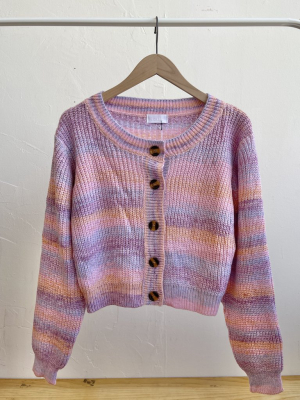 Cape Knit Cardigan In Purple Sunset