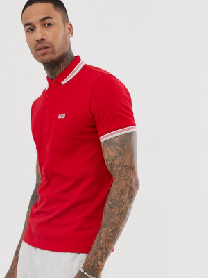 Boss Athleisure Paddy Tipped Polo In Red