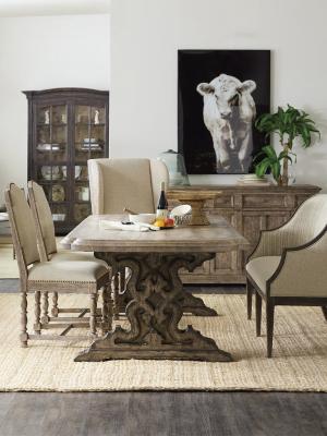 La Grange Le Vieux Double Pedestal Table With 2 -18 In Leaves