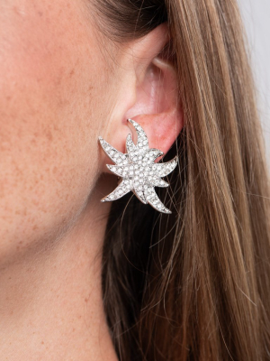 Rhinestone Double Star Clip Earrings