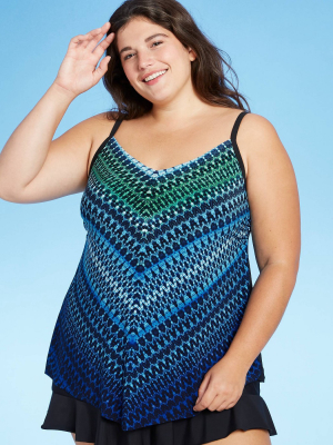 Women's Plus Size Cowl Neck Tankini Top - Aqua Green®