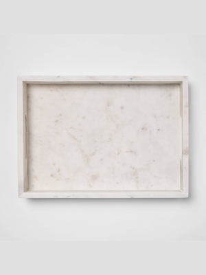 14" X 10" Decorative Marble Rectangle Tray White - Project 62™