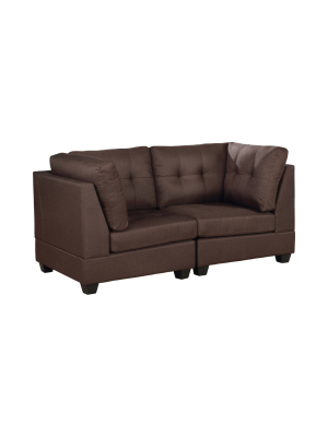 Huxon Tufted Loveseat Brown - Iohomes