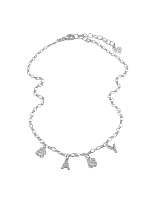 Silver Custom Star Crossed Lovers Crystal Necklace