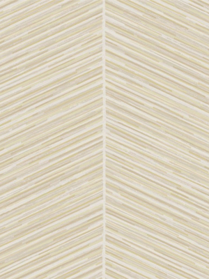 Herringbone Stripe Wallpaper In Gold And Off-white From The Casa Blanca Ii Collection By Seabrook Wallcoverings