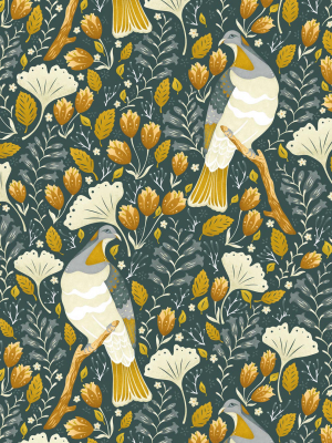 Holy Kereru Wallpaper In Mustard Green From The Wallpaper Republic Collection By Milton & King