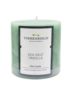 Mottled Pillar Candle Sea Salt Vanilla - Threshold™