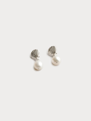 Marcel Shell And Pearl Silver Studs
