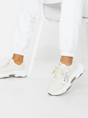 Beige Bubble Arch Sole Slogan Sneakers