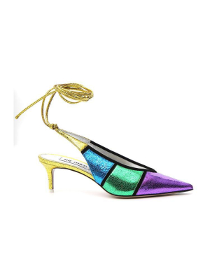 Attico Metallic Colour Block Ankle-tied Pumps