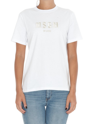 Msgm Logo Embroidered T-shirt