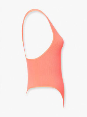 Ribbed V-back Thong Bodysuit