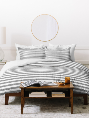 Gray Stripe Little Arrow Design Co Duvet Cover - Deny Designs