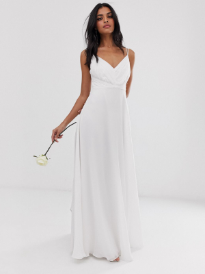 Asos Design Bridesmaid Cami Maxi Dress With Ruched Bodice And Tie Waist