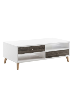 Weller Transitional Two Drawers Coffee Table Dark Gray/white - Iohomes