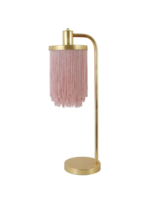 26.5" Framboise Fringe Shade Table Lamp Gold Leaf - Decor Therapy