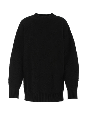 Balenciaga Allover Logo Intarsia Knitted Sweater