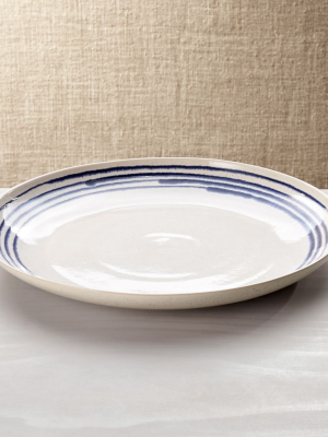 Lina Blue Stripe Round Platter