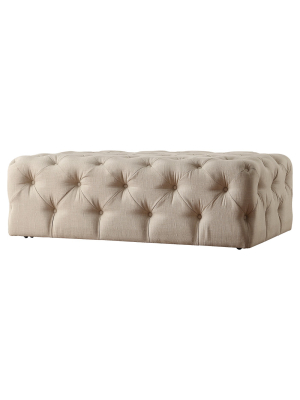 Place Button Tufted Cocktail Ottoman Beige - Inspire Q