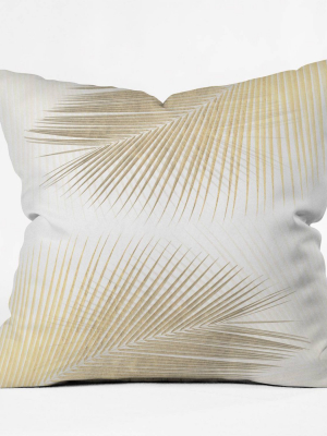 Gale Switzer Palm Leaf Synchronicity Square Throw Pillow Merona Gold - Deny Designs