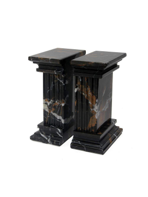Renaissance Collection Black & Gold Marble Bookends