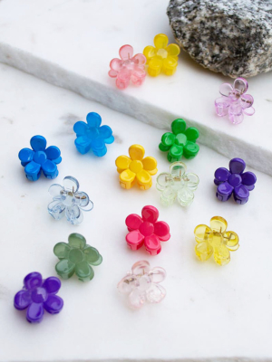 Mini Glossy Flower Hair Clip – Assorted Colors