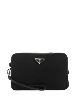 Prada Logo Plaque Clutch Bag