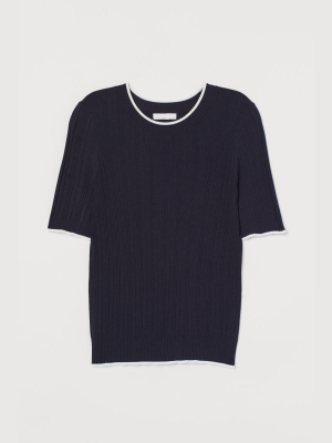 Ribbed Viscose-blend Top