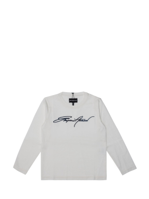 Emporio Armani Kids Logo Embroidered Long-sleeve Top