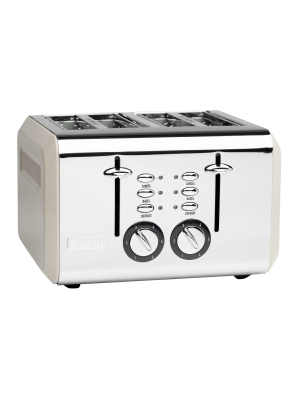 Haden 75011 Cotswold Wide Slot Stainless Steel Body Countertop Retro 4 Slice Toaster With Adjustable Browning Control, Putty Beige