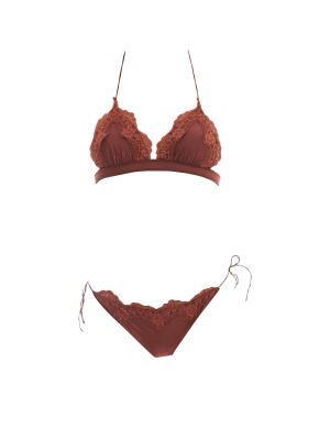 Oséree Travaille Lace Trim Bikini Set