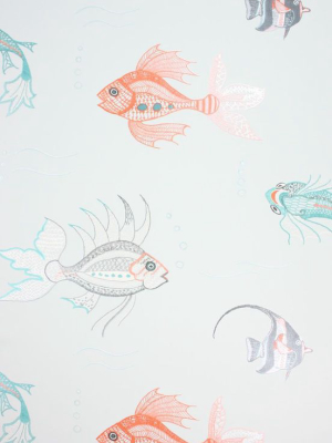 Sample Aquarium Wallpaper In Silver From The Perroquet Collection By Nina Campbell