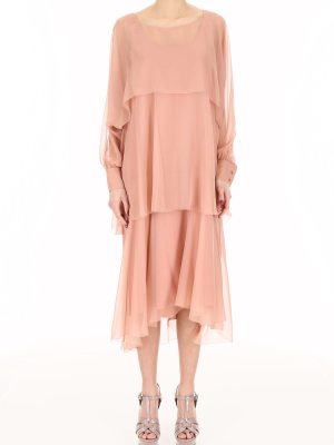 Alberta Ferretti Chiffon Flared Midi Dress