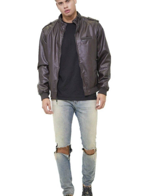 Men's Faux Leather Iconic Racer Jacket (slim Fit)