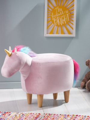 Emilia Velvet Unicorn Ottoman Pink - Christopher Knight Home