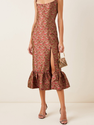 Exclusive Gertrude Silk Brocade Midi Dress